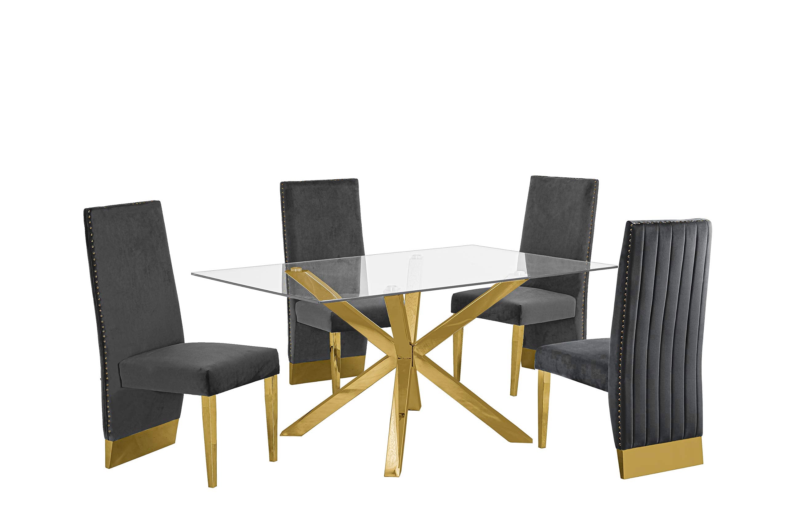 Furniture D61-4Sc160 Dining Set, Gray